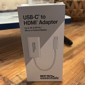 White USB-C to HDMI Adapter Best Buy Essentials NEW